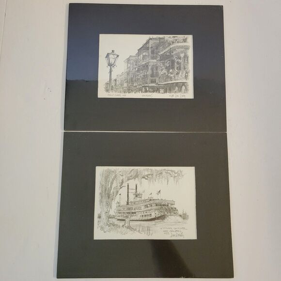 VINTAGE 1976 Don Davey Signed Prints/Sketches Steamer Natchez & New Orleans St - Picture 1 of 7
